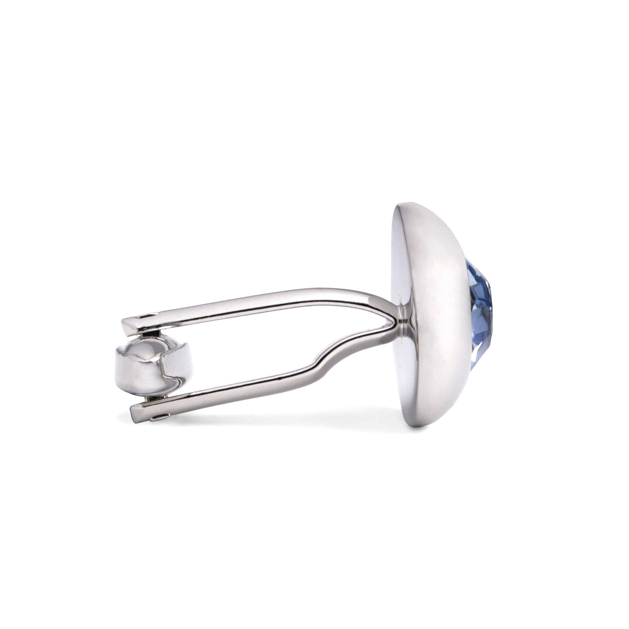 Round Bejeweled Crystal Cufflinks in Blue-Crystal Cufflinks-MarZthomson-Cufflinks.com.sg