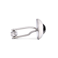 Round Bejeweled Crystal Cufflinks in Jet Black-Cufflinks.com.sg