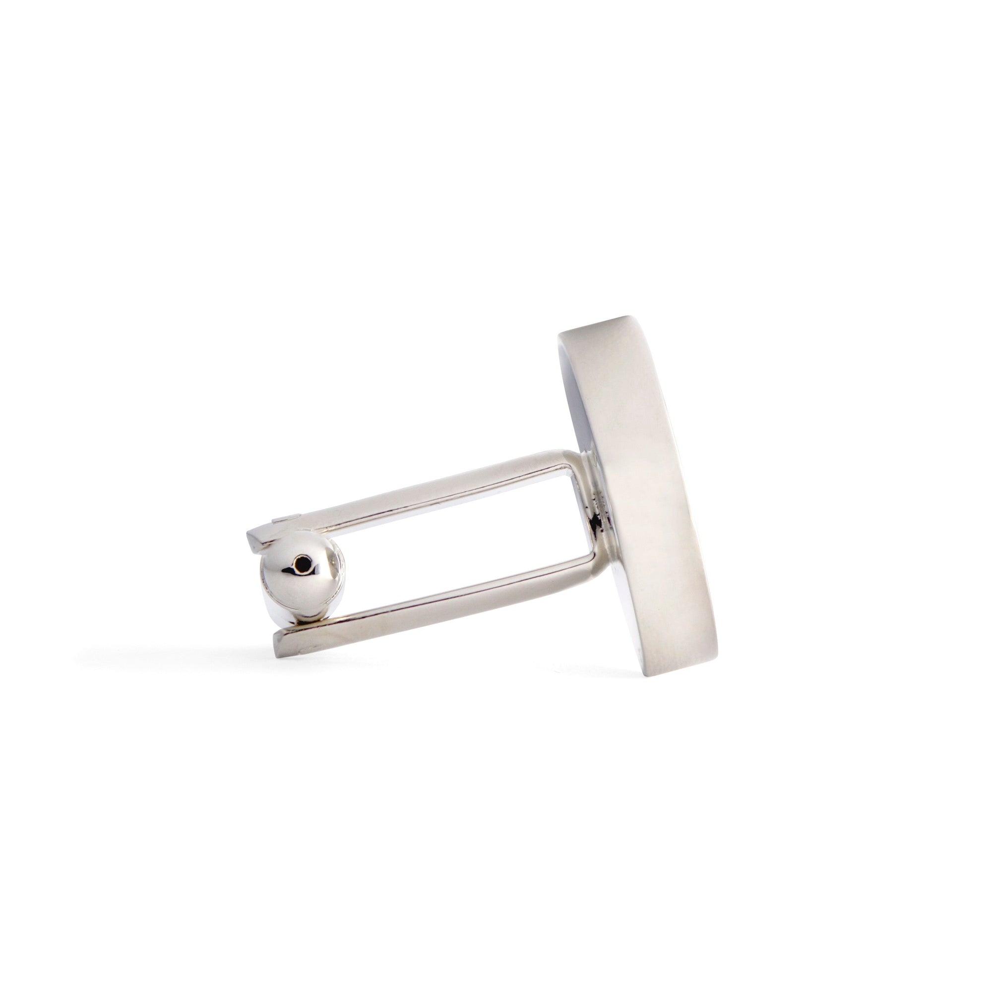 Round Black Cufflinks with White Mother of Pearl Lines Cufflinks-Cufflinks.com.sg