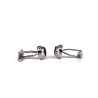 Round Classic Cufflinks with Black Enamel Centerpiece-Cufflinks.com.sg