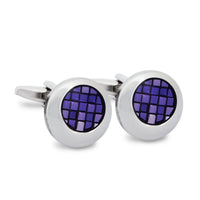 Round Off-Centre Purple Cufflinks A9-Cufflinks.com.sg