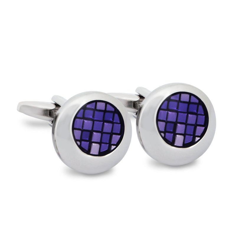 Round Off-Centre Purple Cufflinks A9-Cufflinks.com.sg