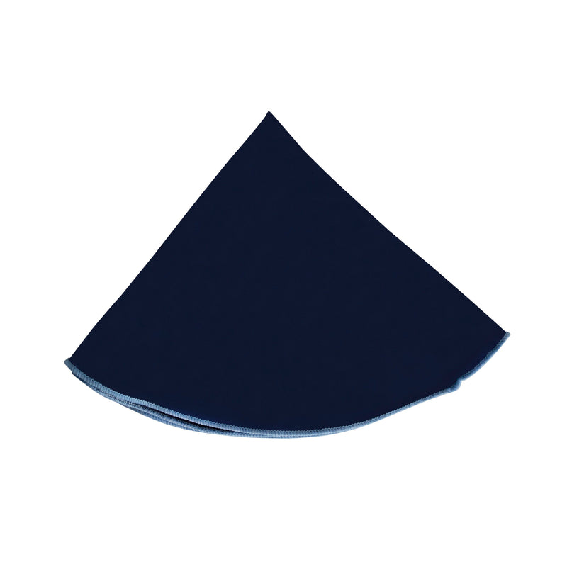 Round Pocket Square in Navy with Light Blue Edges-Pocket Squares-MarZthomson-Cufflinks.com.sg