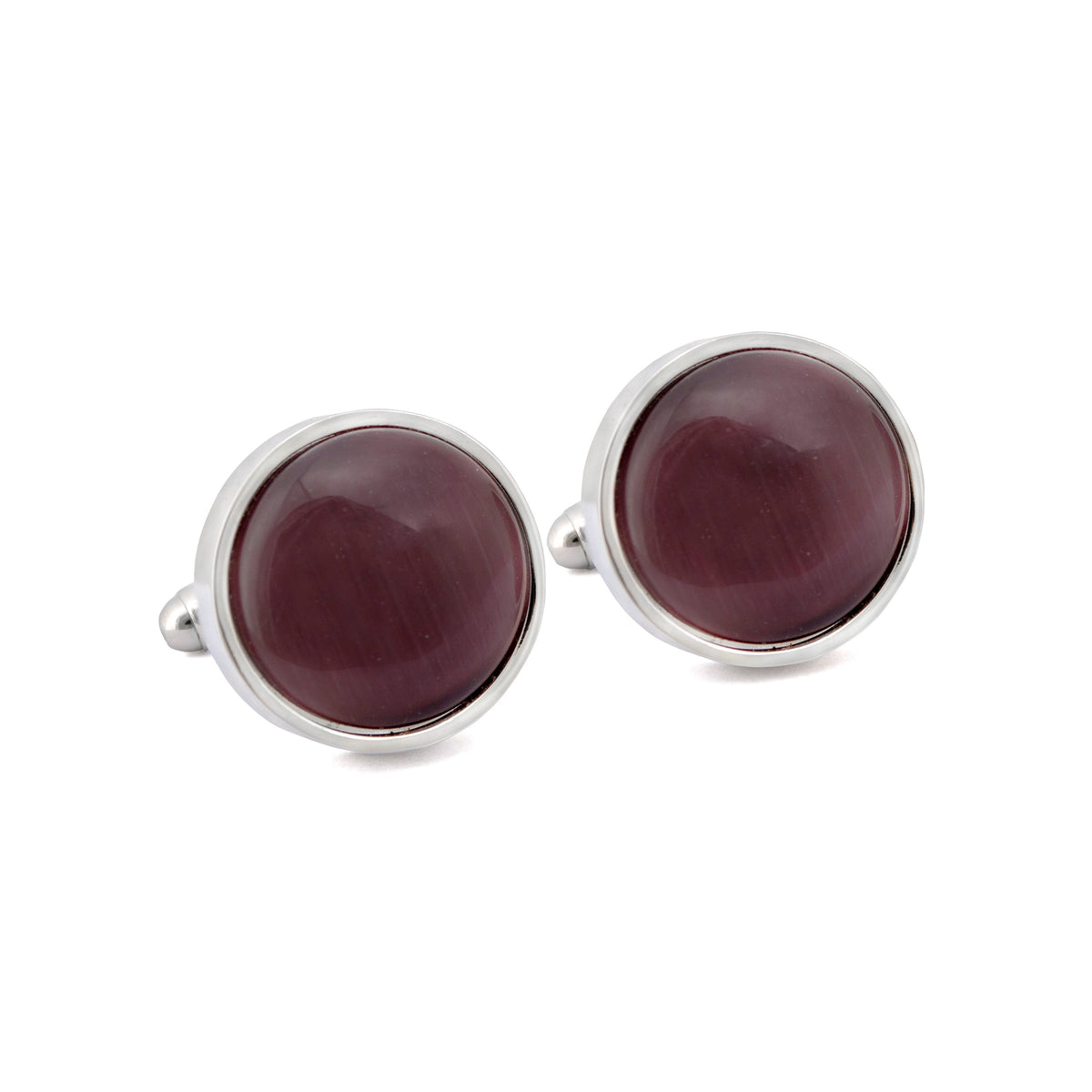Round Purple Fibre Optic Glass Cufflinks-Cufflinks.com.sg