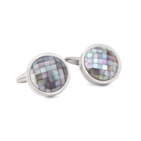 Round Purple Mother of Pearl Tiles Cufflinks-Classic Cufflinks-MarZthomson-Cufflinks.com.sg