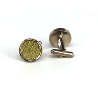 Round Yellow Gold Carbon Fibre Cufflinks Marzthomson Cufflinks-Cufflinks.com.sg