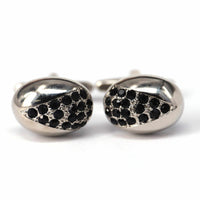 Rugby shape Cufflinks in Black crystals design-Cufflinks.com.sg