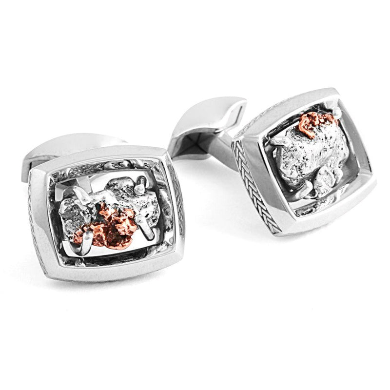 Signature Copper Nuggets Silver Cufflinks - Limited Edition-Cufflinks.com.sg