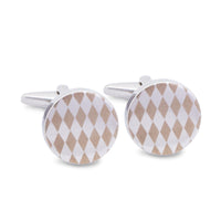 Silver Diamond Pattern Cufflinks-Cufflinks.com.sg