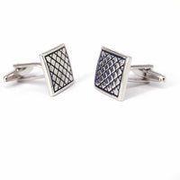 Silver Diamond Patterned Cufflinks-Cufflinks.com.sg
