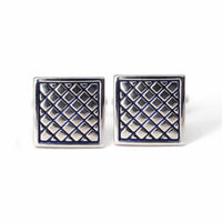 Silver Diamond Patterned Cufflinks-Cufflinks.com.sg