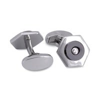 Silver Hexagon with Screw Top Centrepiece Cufflinks-Cufflinks.com.sg