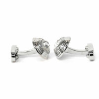 Silver Round Cufflinks with Diamond Cut Elements-Cufflinks-marzthomson-Cufflinks.com.sg