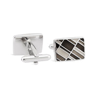 Silver with Brown Enamel Tile Designed Cufflink-Cufflinks.com.sg
