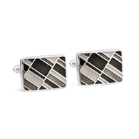 Silver with Brown Enamel Tile Designed Cufflink-Cufflinks.com.sg