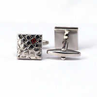 Silver with Red Crystal Cufflinks-Cufflinks.com.sg