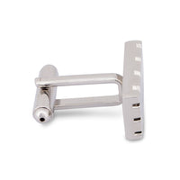 Simple Rectangle Diagonal Stripe in Silver Cufflinks-Classic Cufflinks-MarZthomson-Cufflinks.com.sg