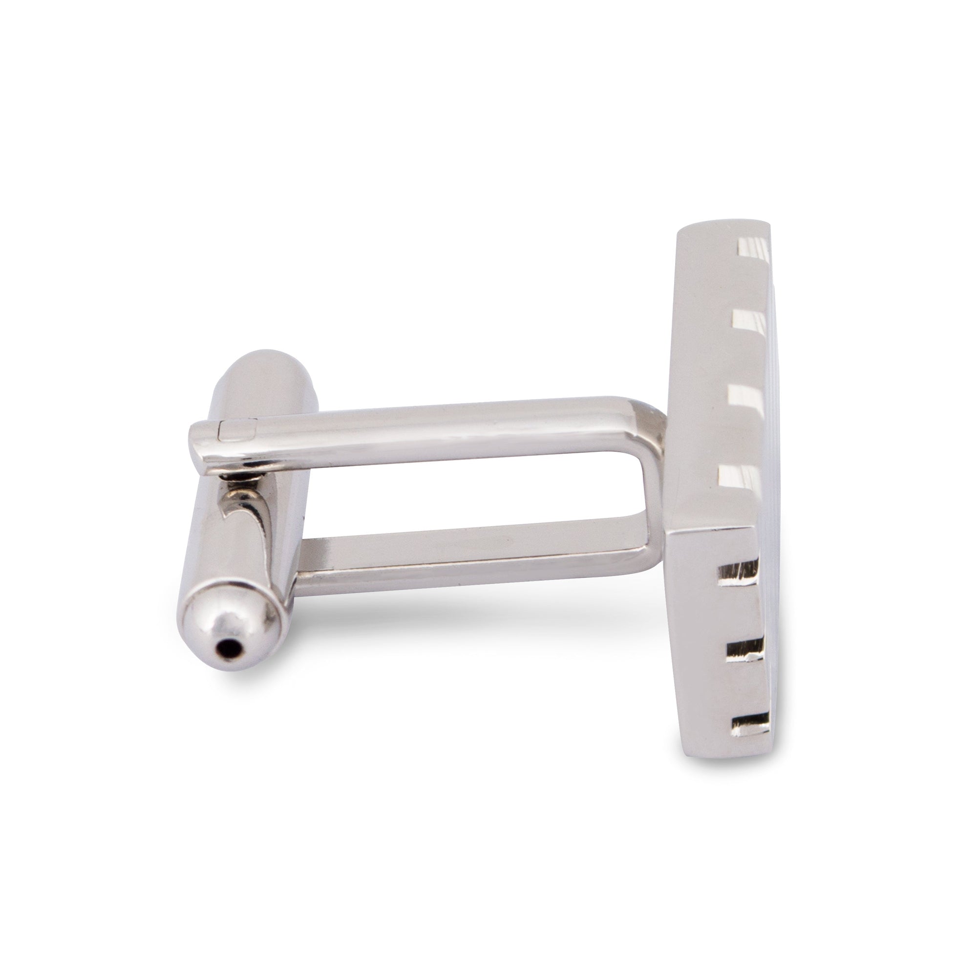 Simple Rectangle Diagonal Stripe in Silver Cufflinks-Classic Cufflinks-MarZthomson-Cufflinks.com.sg