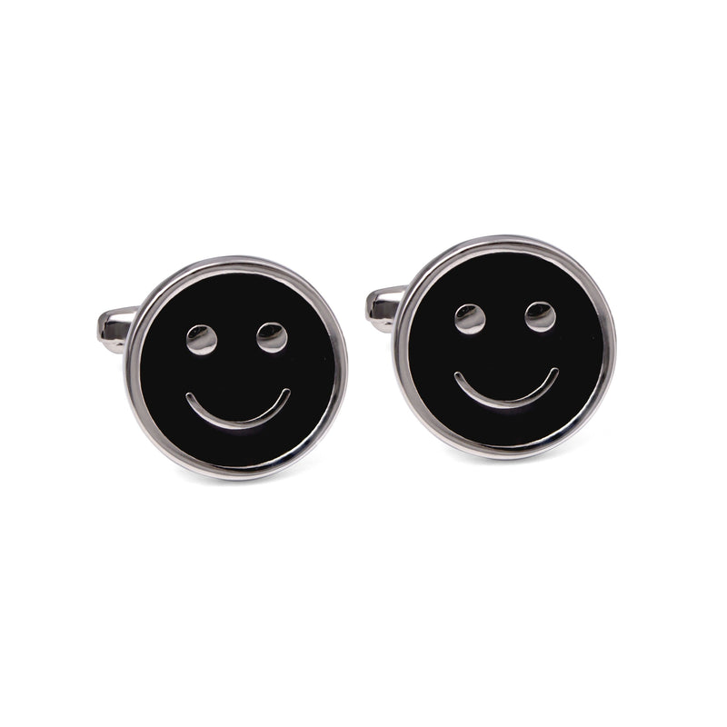 Smiley Cufflinks in Black M-Cufflinks.com.sg