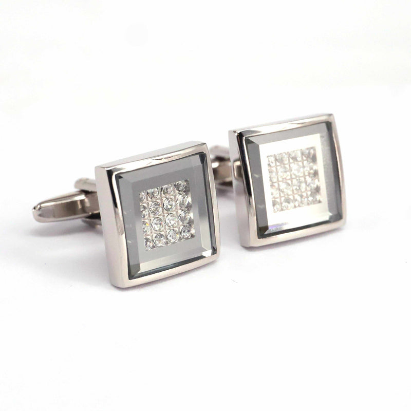 Square Cufflinks with Crystal Details-Cufflinks.com.sg