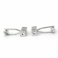 Square Rectangle Cufflinks with Crystal Details-Classic Cufflinks-MarZthomson-Cufflinks.com.sg