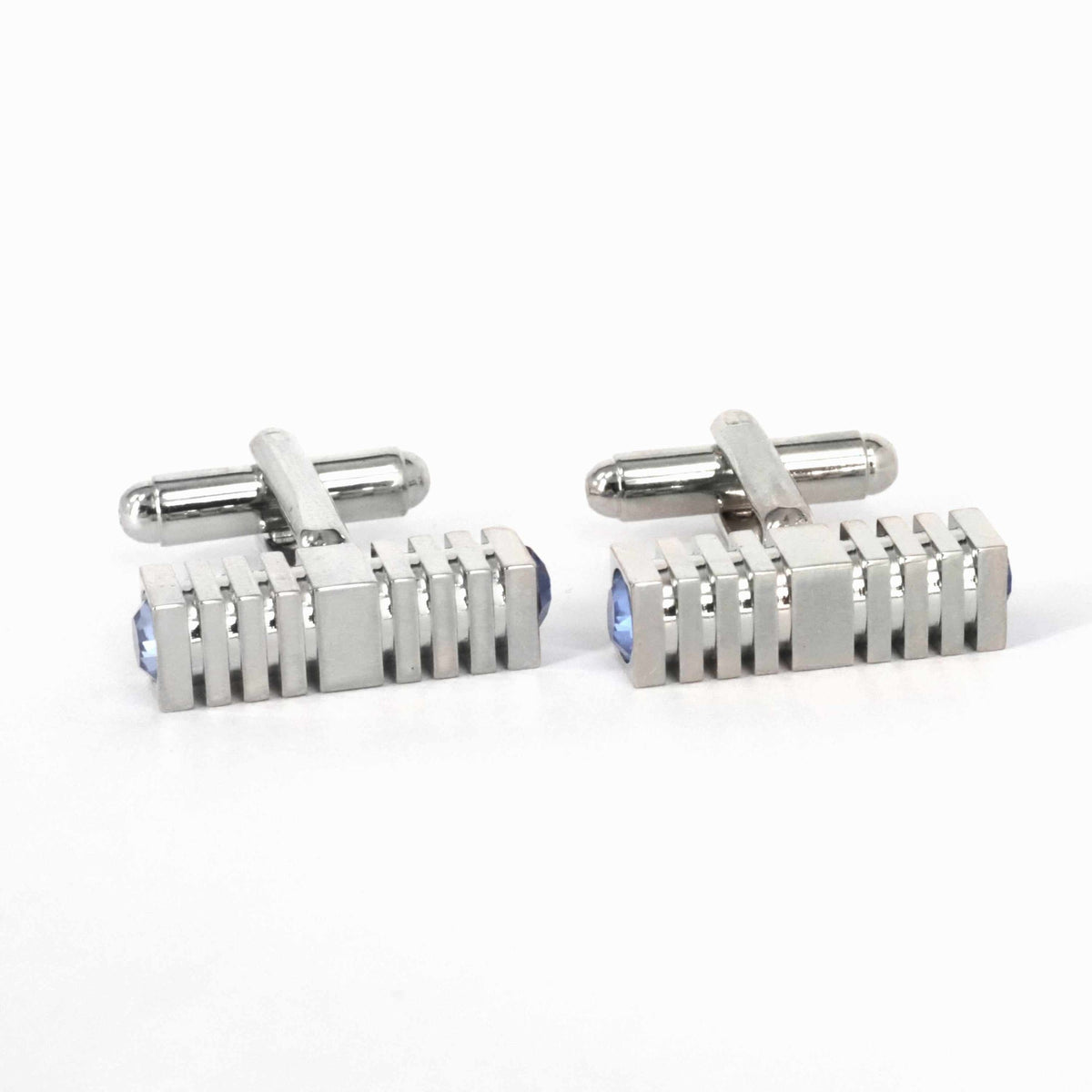 Square Rectangle Cufflinks with Crystal Details-Classic Cufflinks-MarZthomson-Blue-Cufflinks.com.sg
