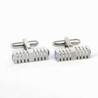 Square Rectangle Cufflinks with Crystal Details-Classic Cufflinks-MarZthomson-Blue-Cufflinks.com.sg