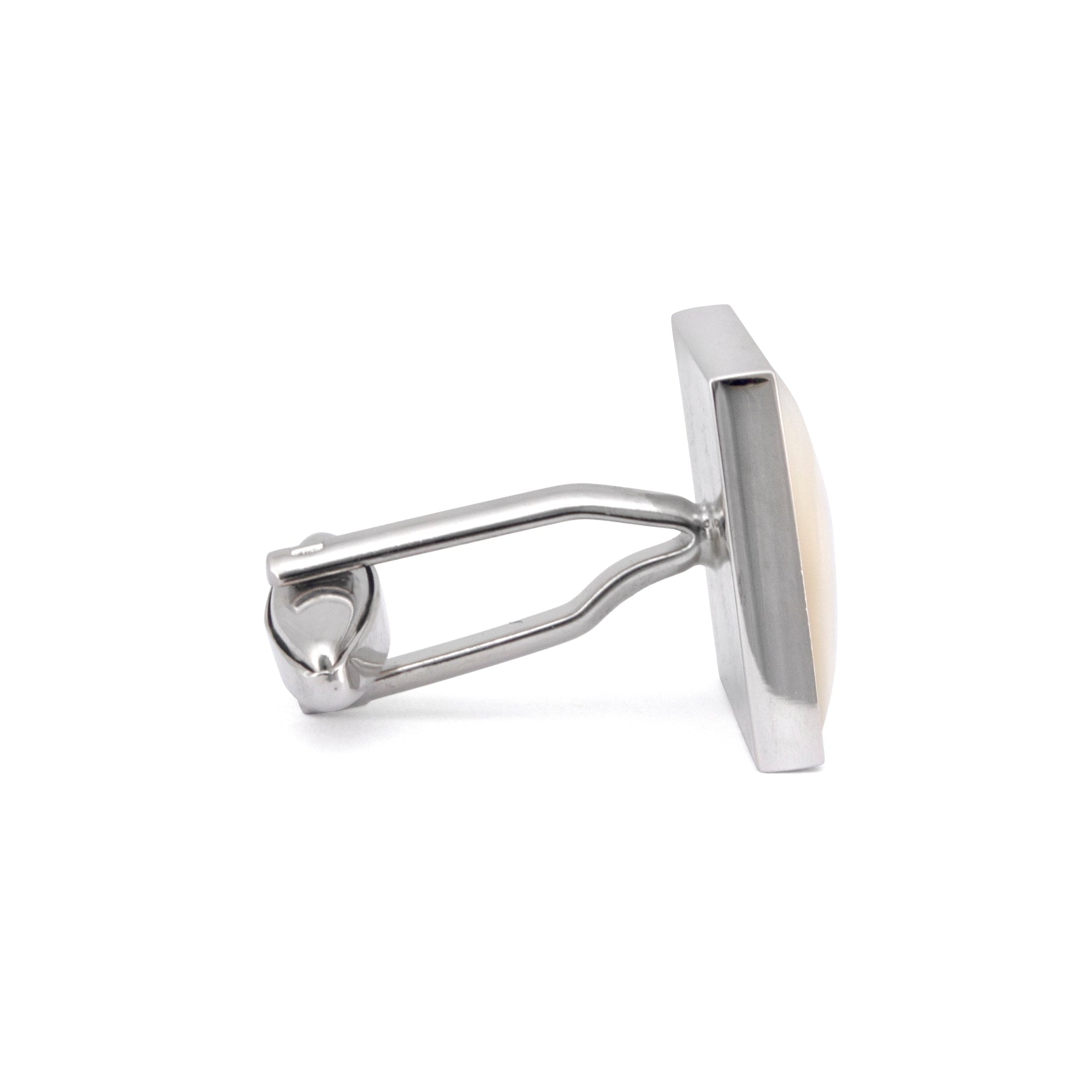 Square White Mother of Pearl Cufflinks-Classic Cufflinks-MarZthomson-Cufflinks.com.sg