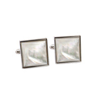 Square White Mother of Pearl Cufflinks-Classic Cufflinks-MarZthomson-Cufflinks.com.sg