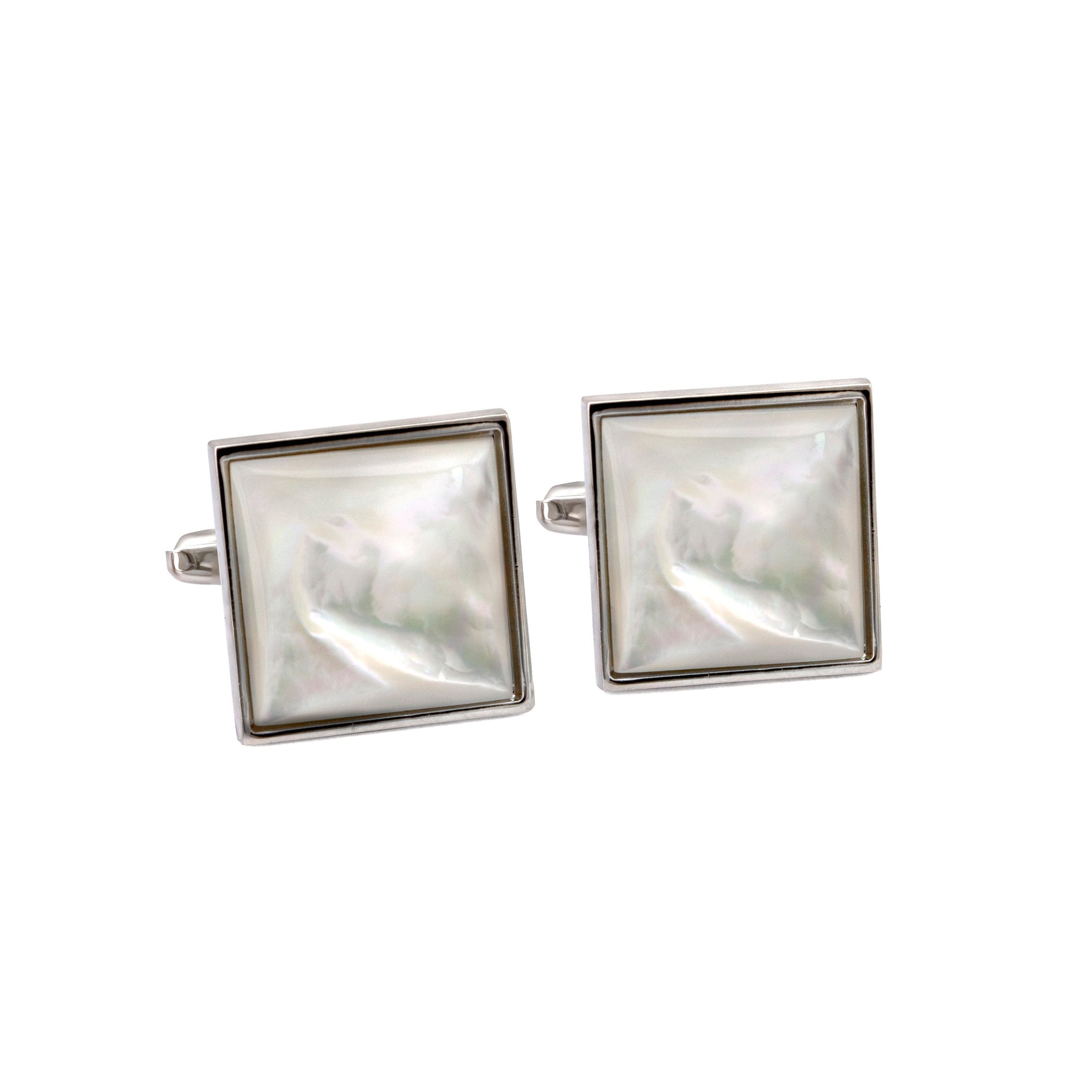 Square White Mother of Pearl Cufflinks-Classic Cufflinks-MarZthomson-Cufflinks.com.sg