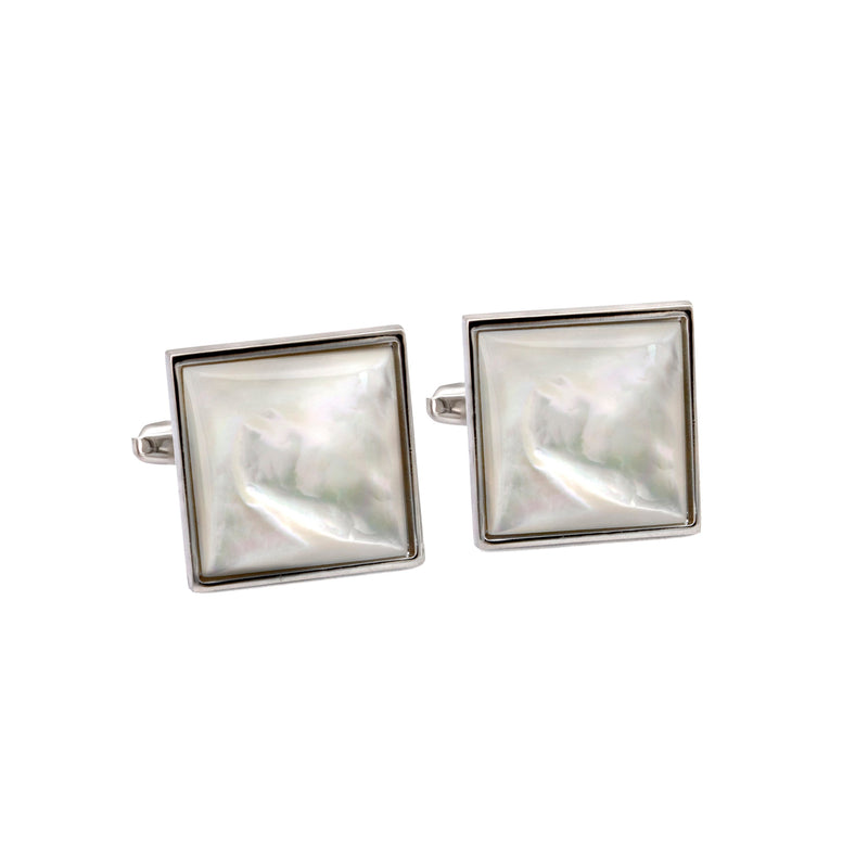 Square White Mother of Pearl Cufflinks-Classic Cufflinks-MarZthomson-Cufflinks.com.sg