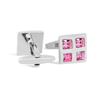 Square Window Pink Crystals Cufflinks A13-Cufflinks.com.sg