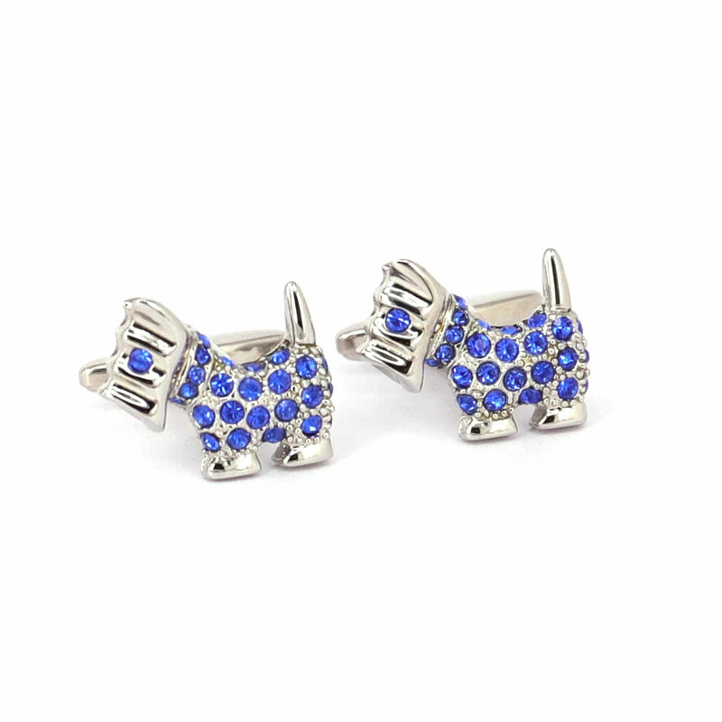 Terrier Blue Crystal Cufflinks-Animal and Nature Cufflinks-MarZthomson-Cufflinks.com.sg