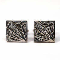 The Mandrine Fan with Clear Crystal Cufflinks-Cufflinks.com.sg