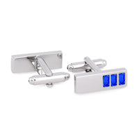 Triple Blue Cubic Crystal Cufflinks-Cufflinks.com.sg