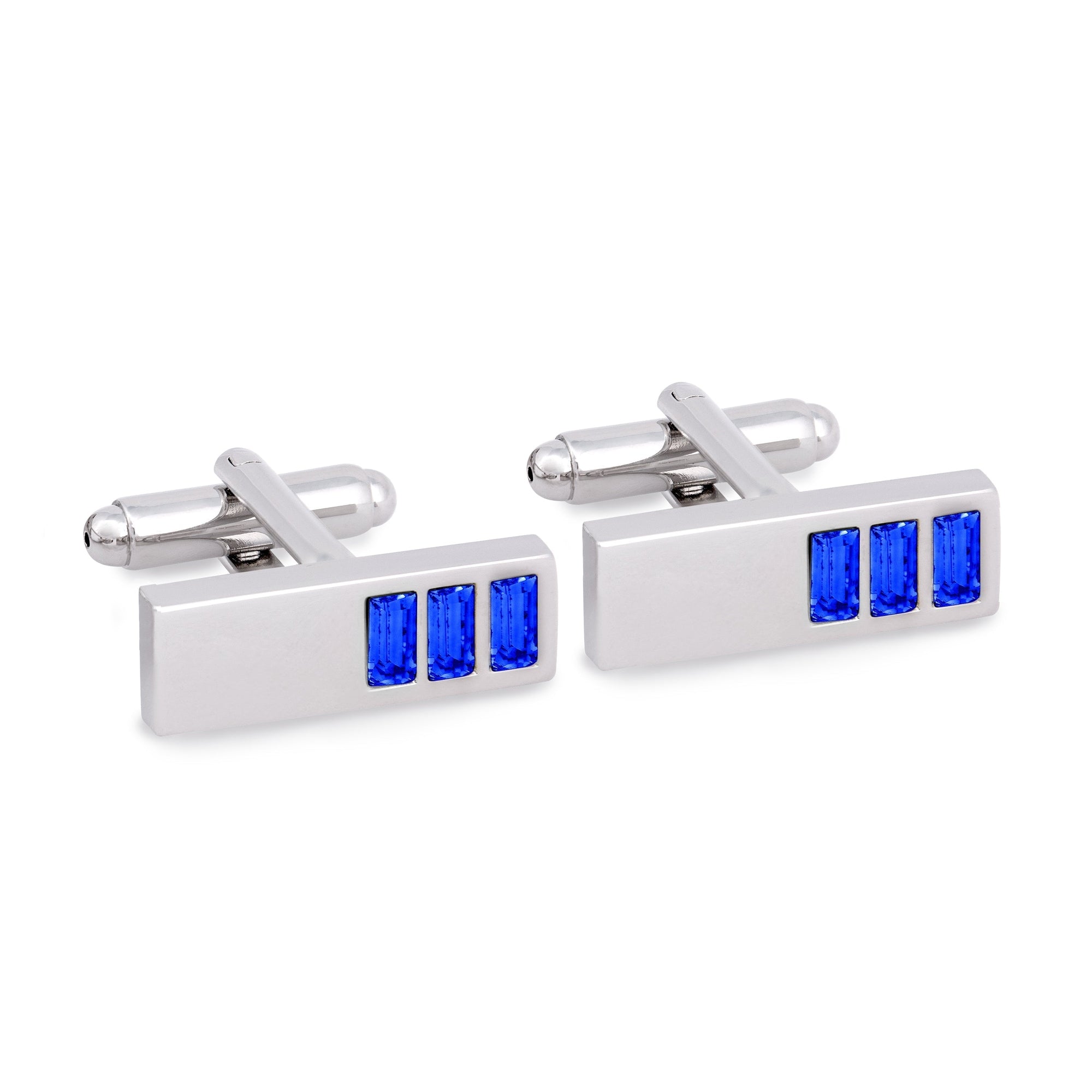 Triple Blue Cubic Crystal Cufflinks-Cufflinks.com.sg