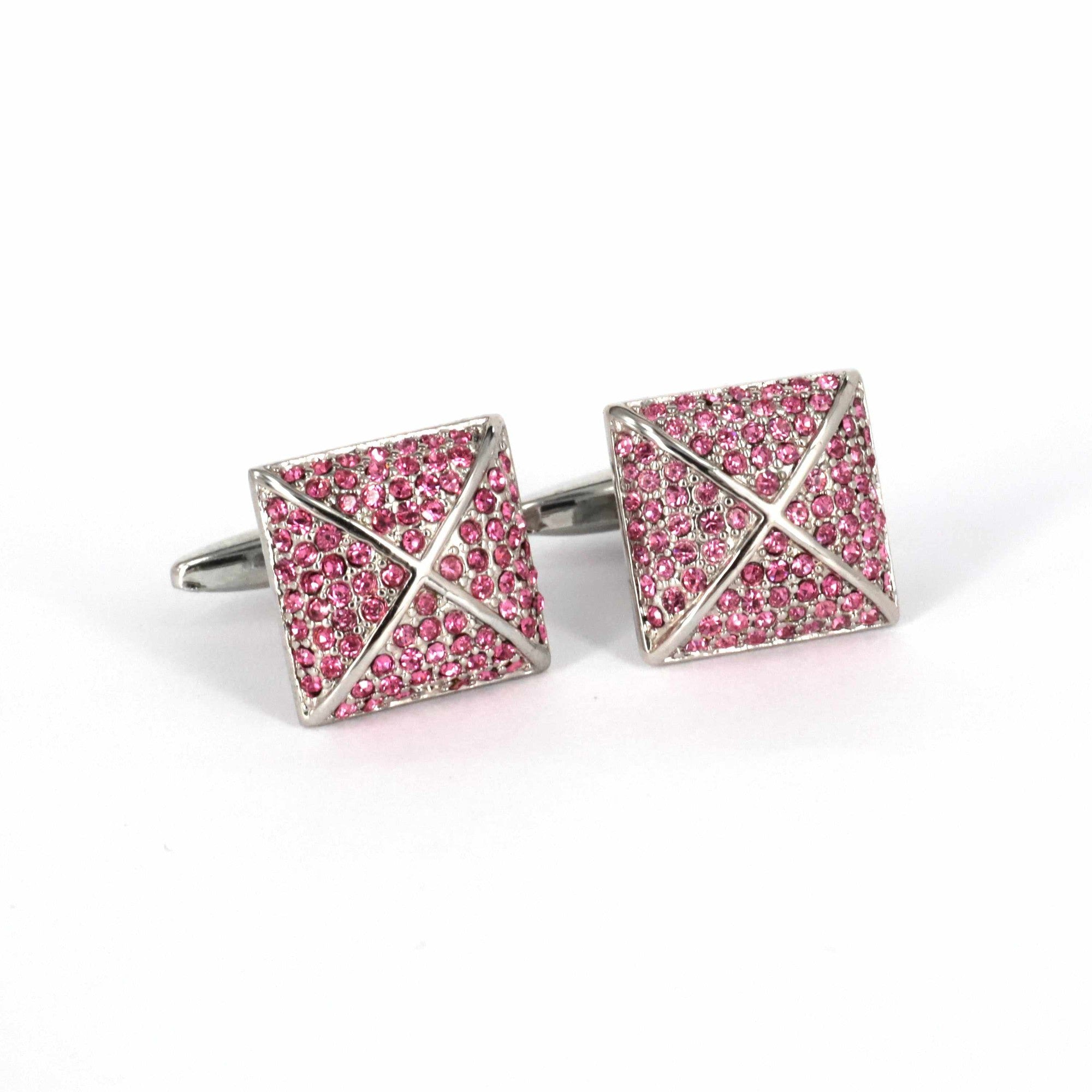 X-Crystal Square Cufflinks-Crystal Cufflinks-MarZthomson-Pink-Cufflinks.com.sg