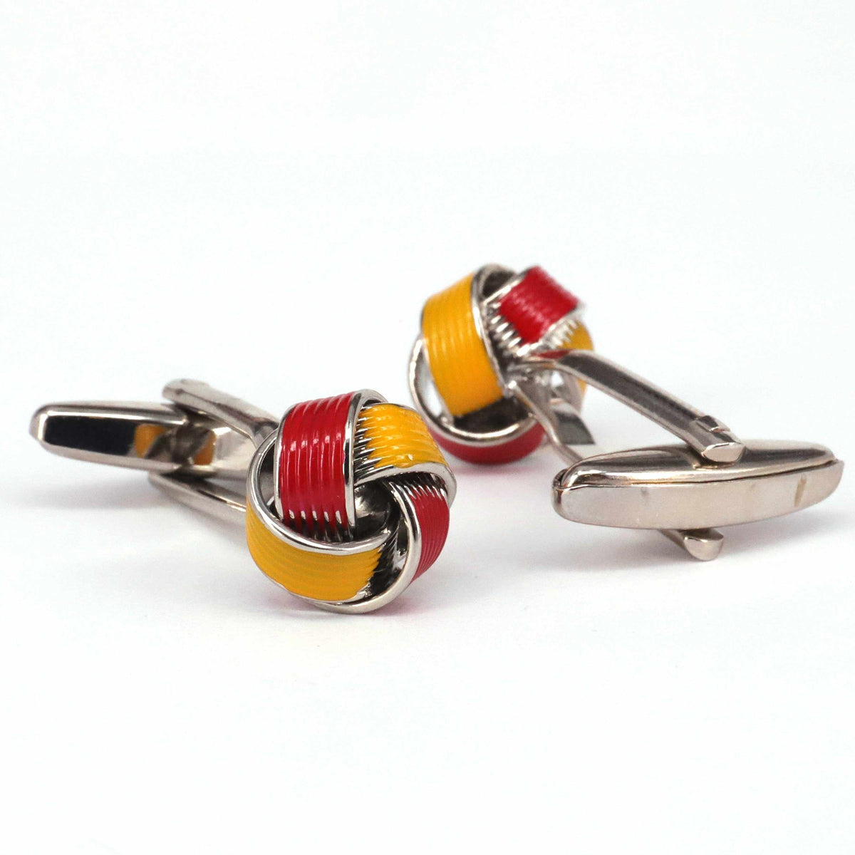 Yellow Red enamel Knot Cufflinks J-MarZthomson-Cufflinks.com.sg