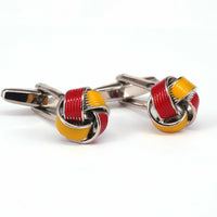 Yellow Red enamel Knot Cufflinks J-MarZthomson-Cufflinks.com.sg