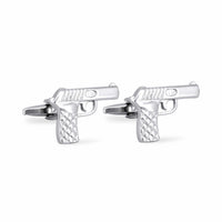 Pistol Gun Silver Cufflinks-Cufflinks.com.sg